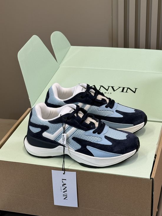 Lanvin Breathable Leather Mesh Sneakers Lightweight Soft Casual Shoes