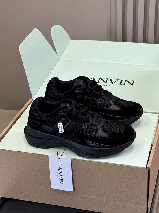 Lanvin Breathable Leather Mesh Sneakers Lightweight Soft Casual Shoes