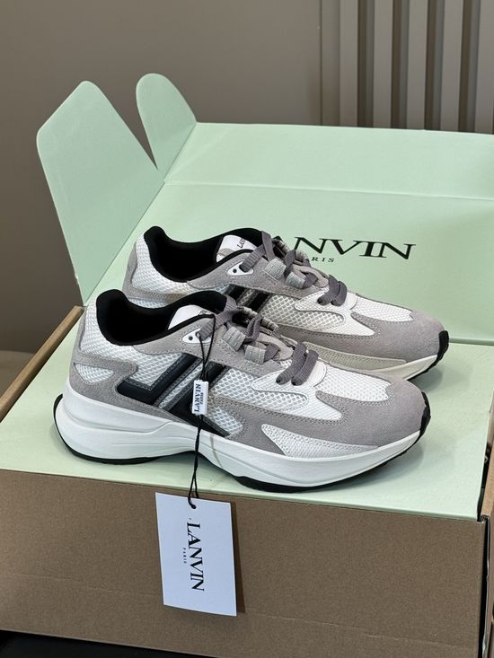 Lanvin Breathable Leather Mesh Sneakers Lightweight Soft Casual Shoes