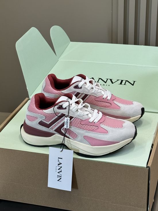 Lanvin Breathable Leather Mesh Sneakers Lightweight Soft Casual Shoes