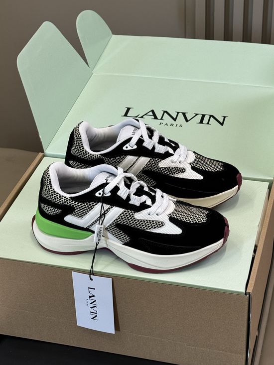 Lanvin Breathable Leather Mesh Sneakers Lightweight Soft Casual Shoes