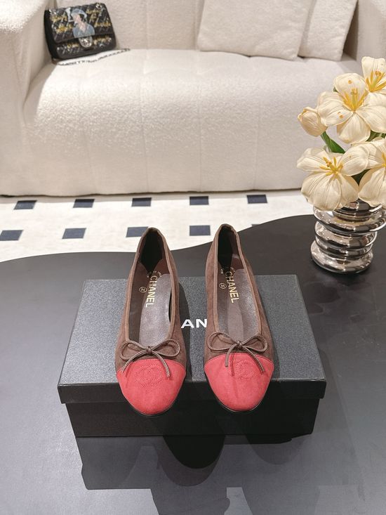 Chanel Color Block Cashmere Flats Full Leather Lined Daily Shoes