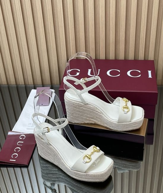 Gucci Horsebit Rope Platform Square Toe Wedge Sandals