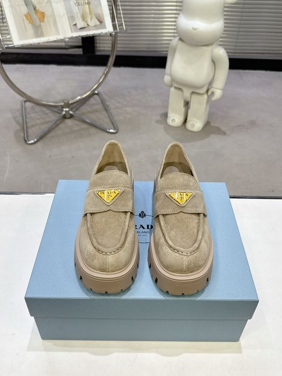 Prada Leather Platform Mary Jane Shoes Comfortable Thick Sole