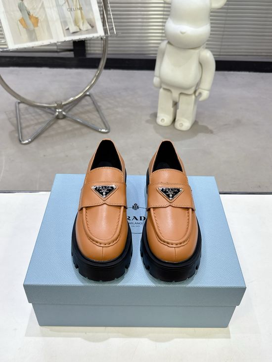 Prada Chunky Platform Mary Jane Loafers Leather Upper Comfortable