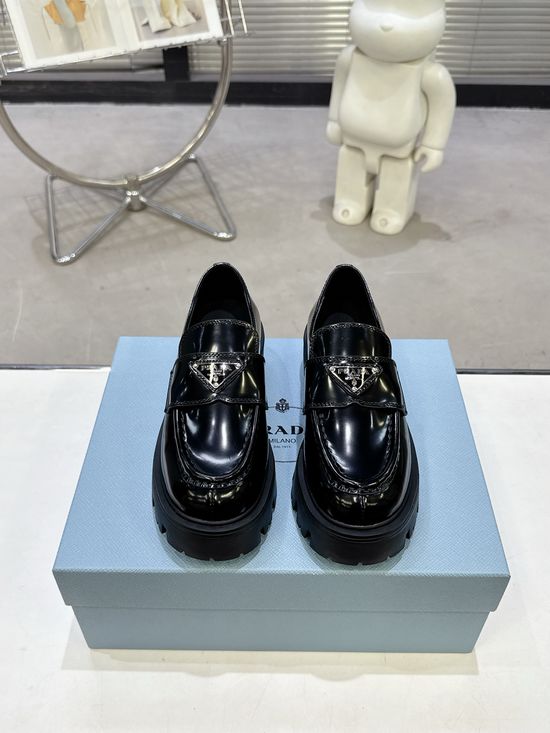 Prada Chunky Platform Mary Jane Loafers Leather Upper Comfortable