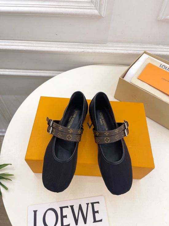 Louis Vuitton Classic Floral Buckle Strap Mary Jane Ballet Flats