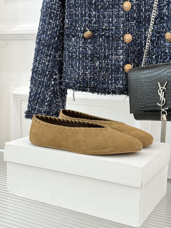 The Row Minimalist Woven V-cut Leather Shoes Handcrafted Comfortable Footwear