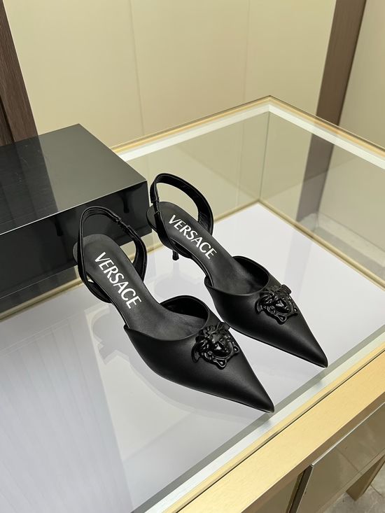 Versace Cowhide Low Heel Slingback Dress Sandals