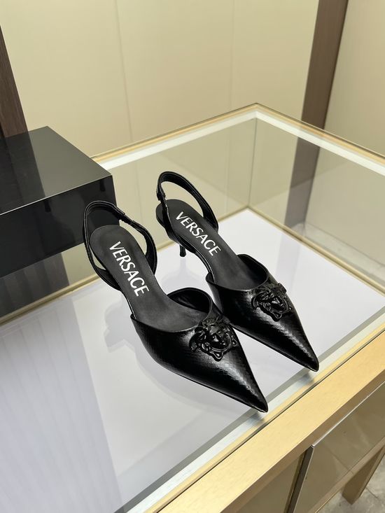 Versace Cowhide Low Heel Slingback Dress Sandals