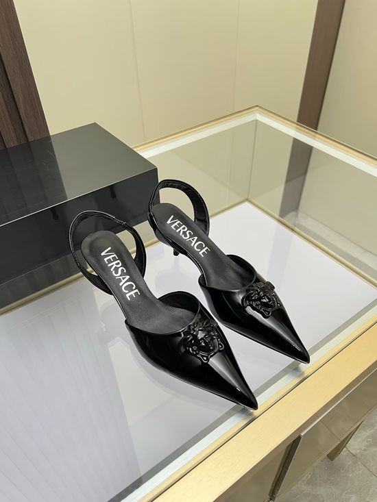 Versace Cowhide Low Heel Slingback Dress Sandals
