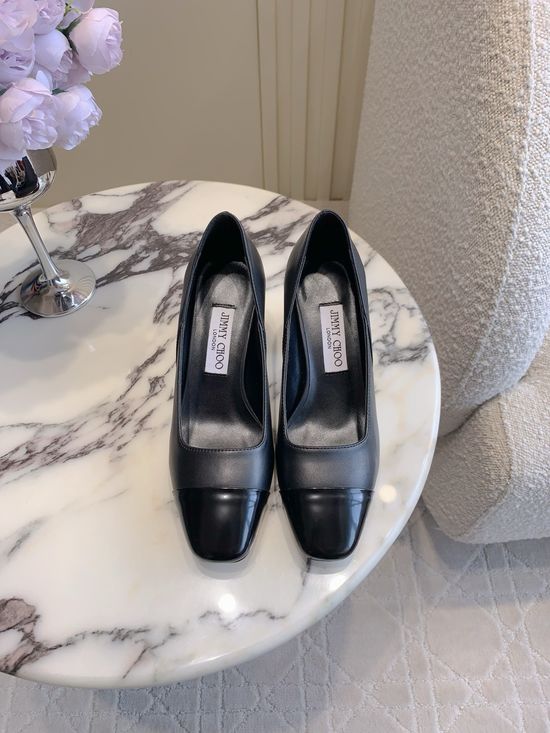 Jimmy Choo Classic Chunky High Heel Leather Pumps