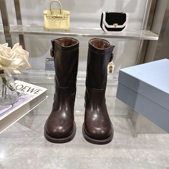 Prada Leather Chelsea Boots Thick Sole Non-slip Ankle Boots