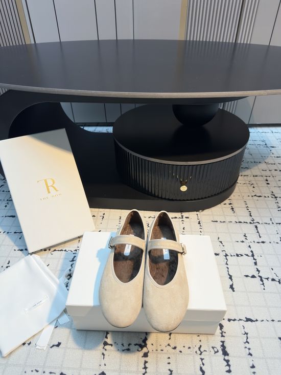 The Row Round Toe Fur Lined Mary Jane Shoes Soft Sole Comfortable Footwear