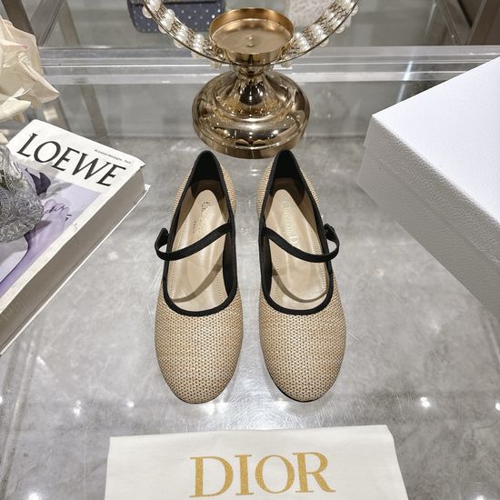 Christian Dior Satin Bow Flat Ballet Shoes Soft Sheepskin Lined