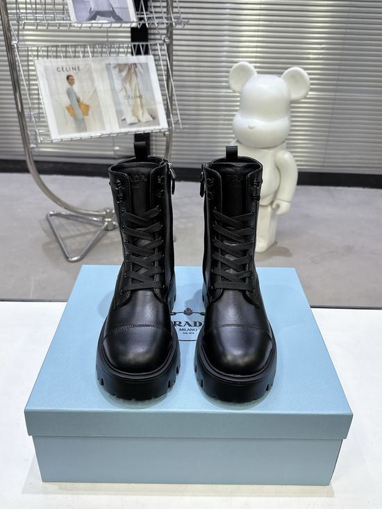 Prada Slip On Leather Ankle Boots Lightweight Comfortable Stylish Footwear