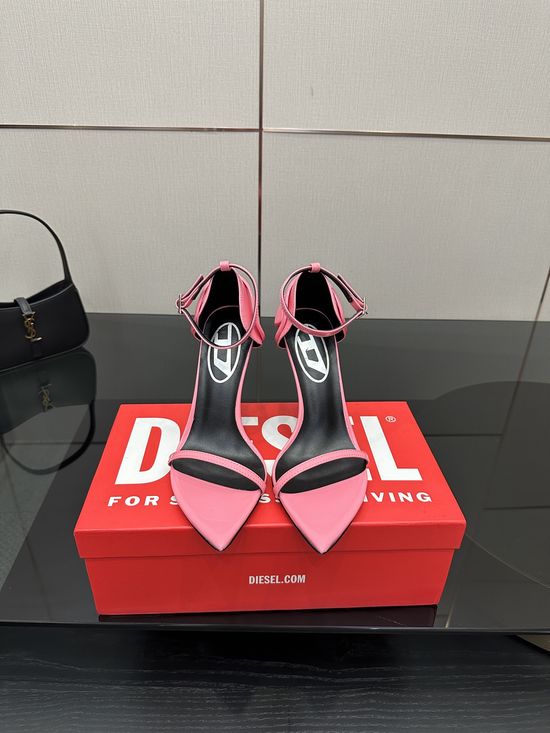 Diesel Pointed Toe Metal Decor Stiletto High Heel Pumps