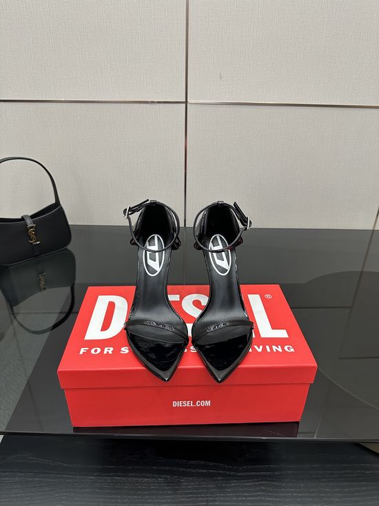 Diesel Pointed Toe Metal Decor Stiletto High Heel Pumps