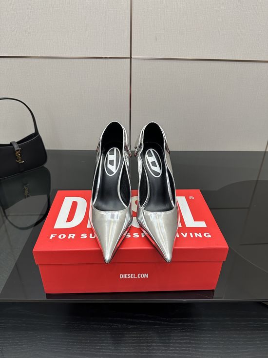 Diesel Pointed Toe Metal Accent Elegant Stiletto Heel Shoes