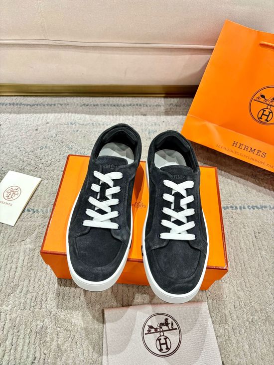 Hermes Genuine Leather Loafers Stitched Detail Non-slip Casual Shoes