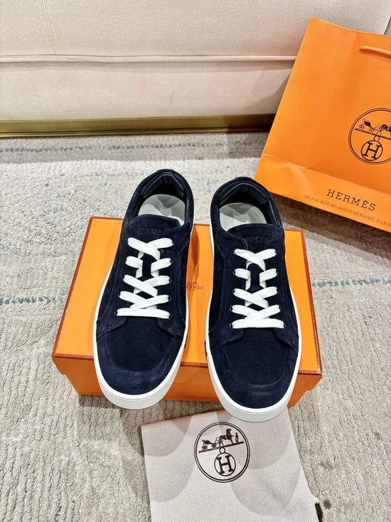 Hermes Genuine Leather Loafers Stitched Detail Non-slip Casual Shoes
