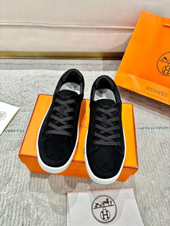 Hermes Genuine Leather Loafers Stitched Detail Non-slip Casual Shoes