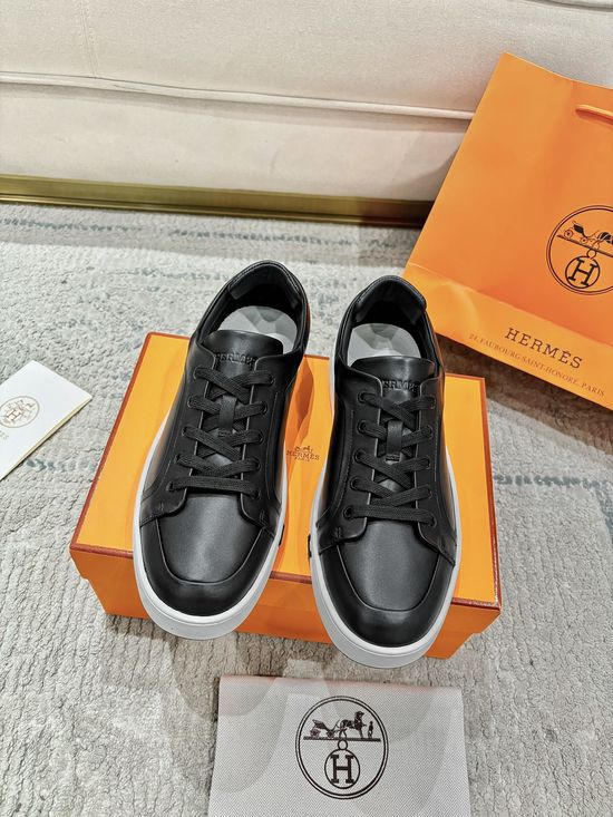 Hermes Genuine Leather Loafers Stitched Detail Non-slip Casual Shoes