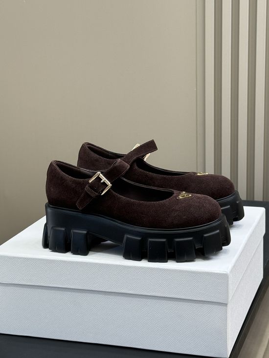 Prada Sweet Leather Mary Jane Shoes With Lightweight Chunky Sole