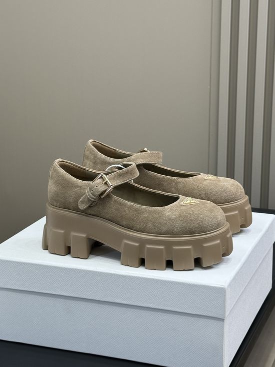 Prada Sweet Leather Mary Jane Shoes With Lightweight Chunky Sole