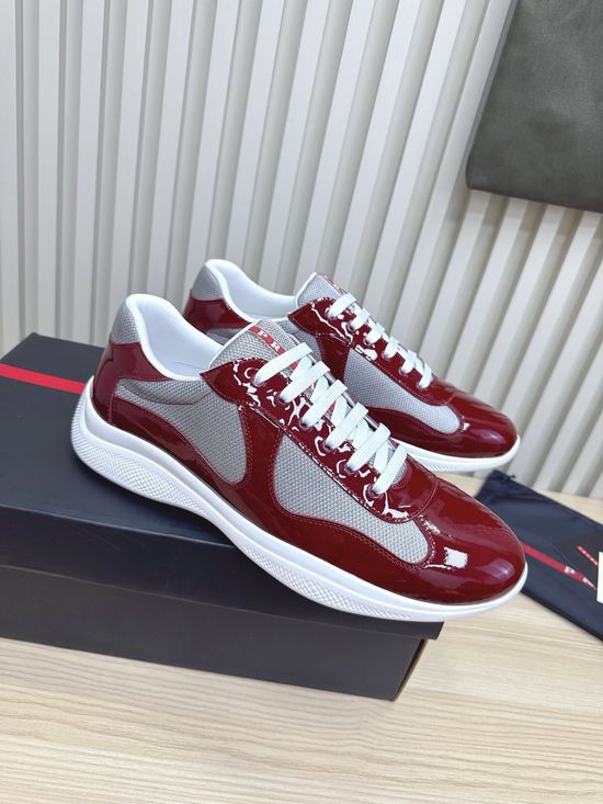 Prada Leather Square Toe Comfortable Non-slip Casual Fashion Sneakers