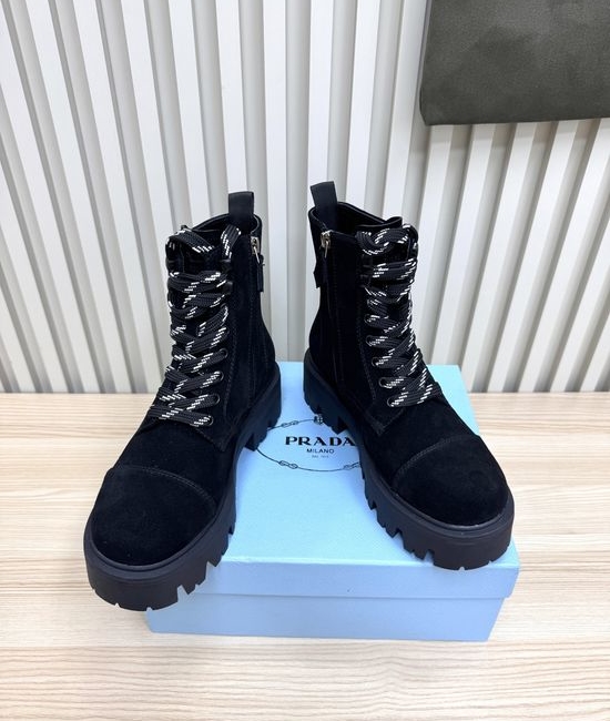 Prada Genuine Leather Thick Sole Non-slip Durable Martin Boots