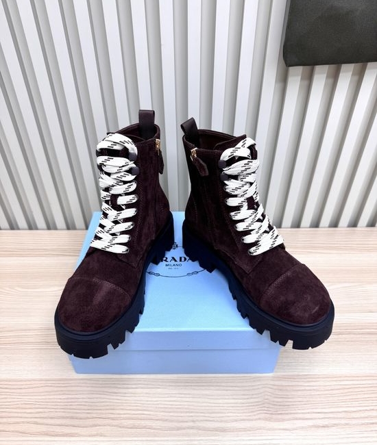 Prada Genuine Leather Thick Sole Non-slip Durable Martin Boots