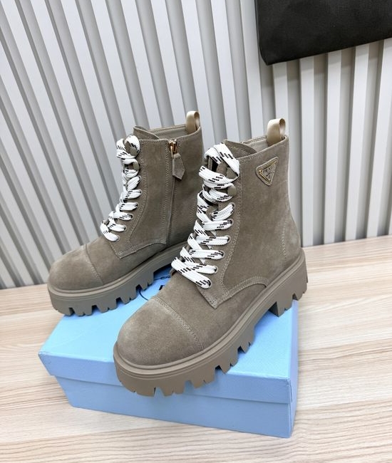 Prada Genuine Leather Thick Sole Non-slip Durable Martin Boots