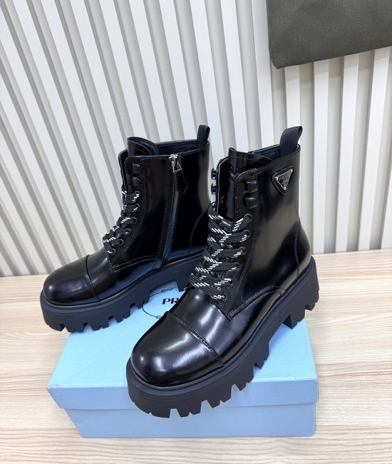 Prada Genuine Leather Thick Sole Non-slip Durable Martin Boots