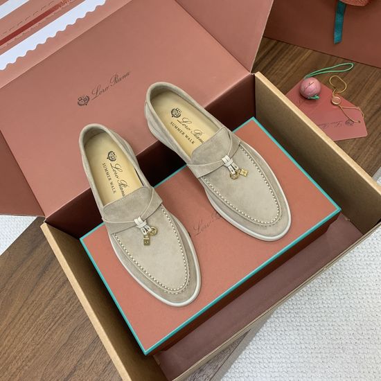 Loro Piana Premium Loafers Soft Calf Suede Upper Leather Insole Non-slip Rubber Sole