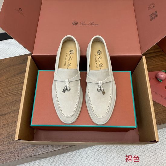 Loro Piana Premium Loafers Soft Calf Suede Upper Leather Insole Non-slip Rubber Sole