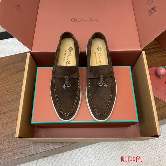 Loro Piana Premium Loafers Soft Calf Suede Upper Leather Insole Non-slip Rubber Sole