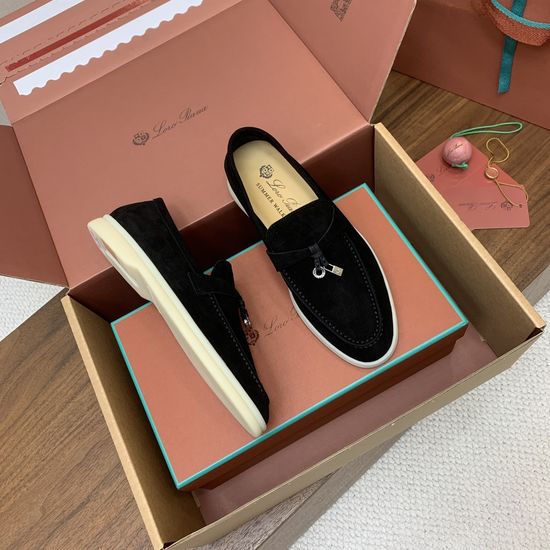 Loro Piana Premium Loafers Soft Calf Suede Upper Leather Insole Non-slip Rubber Sole