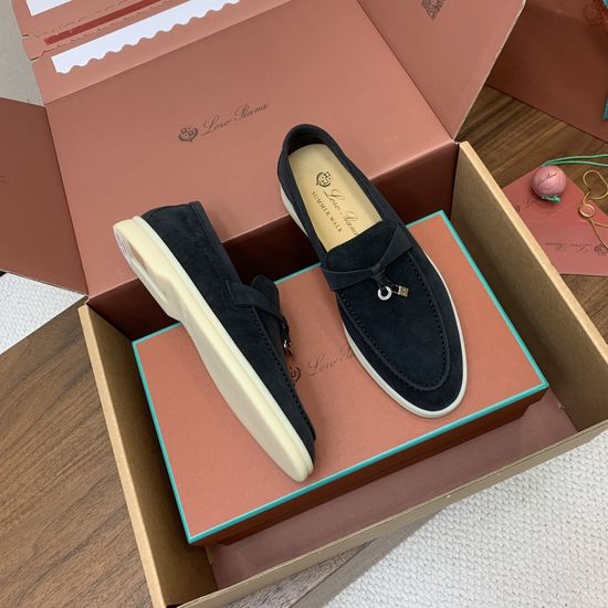 Loro Piana Premium Loafers Soft Calf Suede Upper Leather Insole Non-slip Rubber Sole