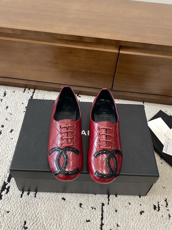 Chanel Bow Decor Lambskin Ballet Flats Comfortable Daily Shoes