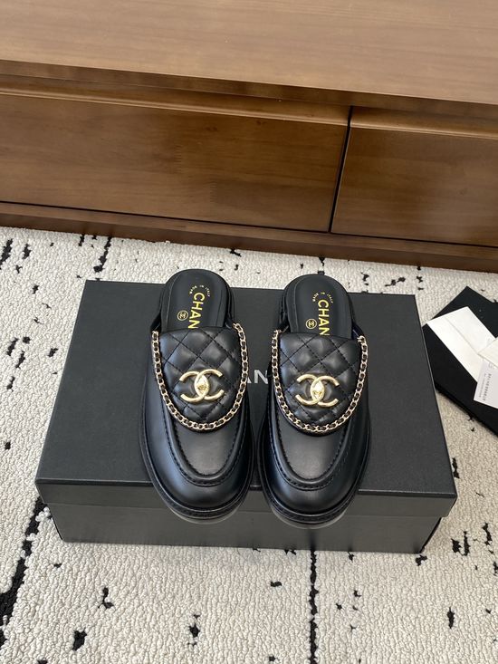 Chanel Premium Leather Flats with Metal Buckle Sole