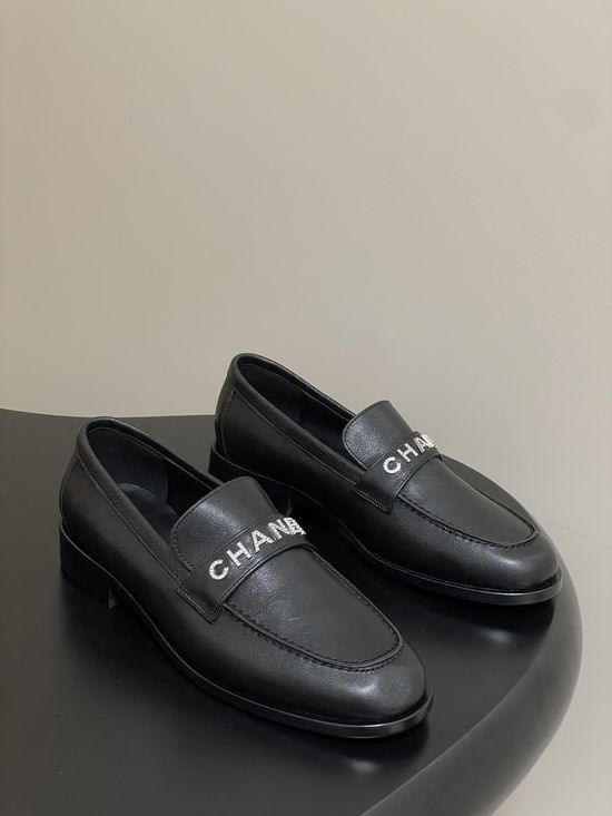 Chanel Crystal Buckle Thick Sole Leather Loafer Mules