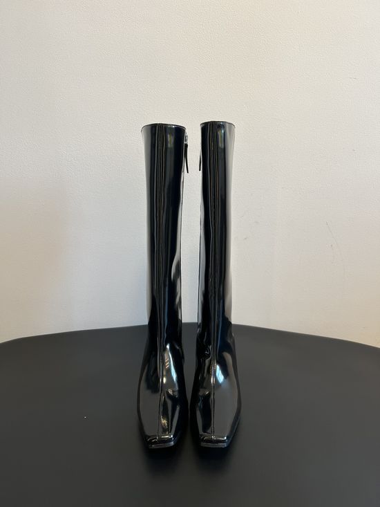 Hidemi Genuine Leather Chunky Heel Chelsea Knee High Boots