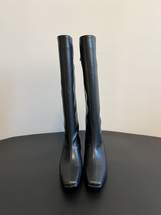 Hidemi Genuine Leather Chunky Heel Chelsea Knee High Boots