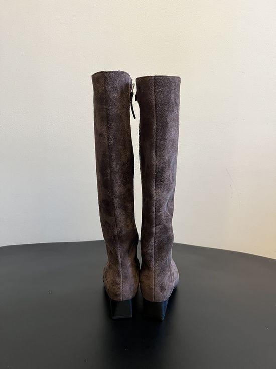 Hidemi Genuine Leather Chunky Heel Chelsea Knee High Boots