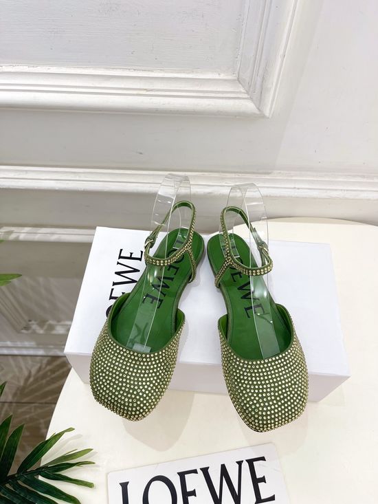 Loewe Rhinestone Decor Ballet Flats Elegant Multi Heel Height Footwear
