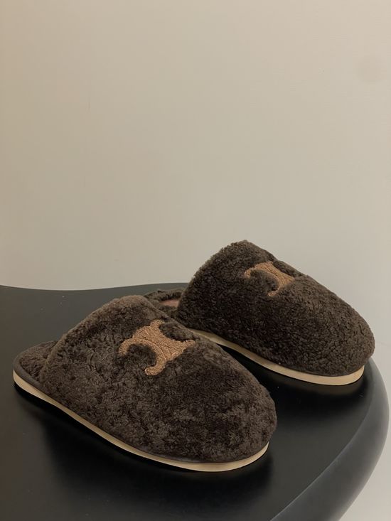 Celine Premium Wool Slip-On Mules with Non-Slip Rubber Sole