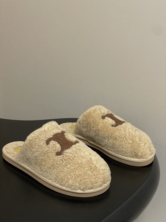 Celine Premium Wool Slip-On Mules with Non-Slip Rubber Sole