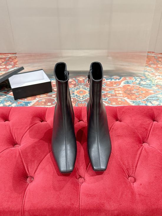 Yves Saint Laurent Premium Chunky Heel Leather Dress Shoes With Comfort Fit