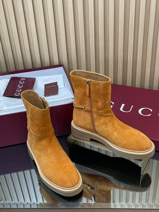 Gucci Velvet Suede Horsebit Chelsea Ankle Boots